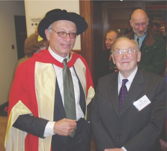 Professor Peter Kirstein with University of Cambridge Professor Maurice Wilkes at the reception