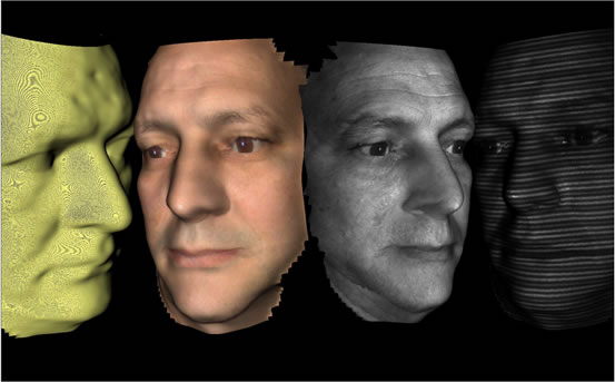 Example of a structured light reconstruction of a human face