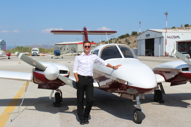 Jack having successfully completed his airline pilot training in greece june 2021
