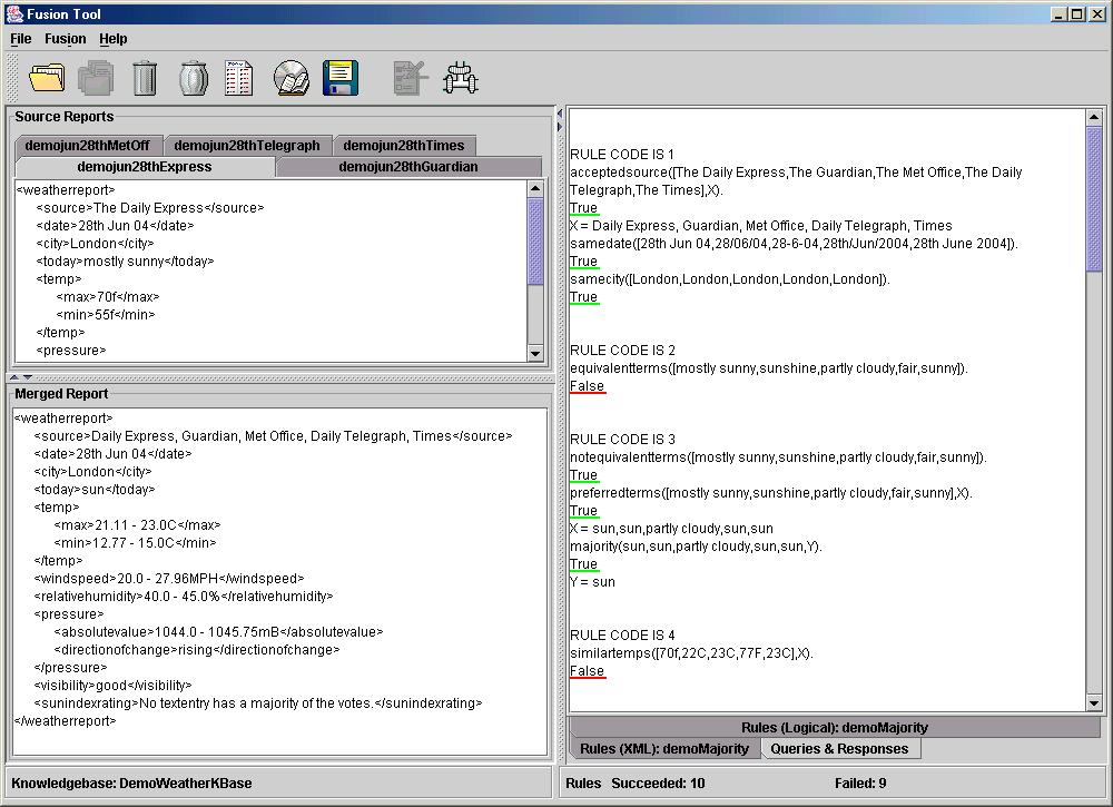 Screen shot of the fusion tool software.