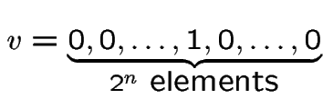 $v=\underbrace{0,0,\ldots,1,0,\ldots,0}_{2^{n}\ \mbox{elements}}$