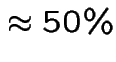 $\approx 50\%$