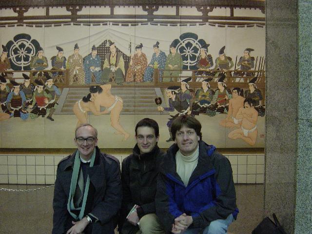 WBL, Mark and CRS in front of ancient sumo picture