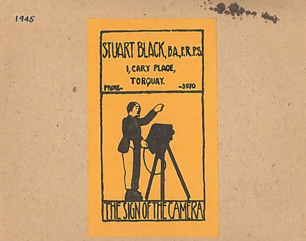 the sign of the camera, stuart black, ba, fr, ps, 1 cary place, torquay, devon, england, telephone 3970